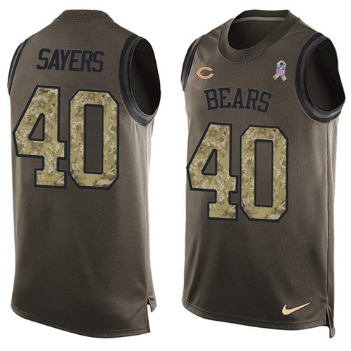 Nike Bears #40 Gale Sayers Green Men's Stitched NFL Limited Salute To Service Tank Top Jersey - Click Image to Close